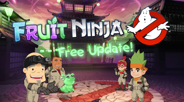 Immagine del video promo dell’update di Fruit Ninja per festeggiare i 30 anni di Ghostbusters